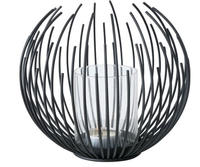 Windlicht Kerzenhalter mit Glaszylinder Eisen schwarz H 16 cm