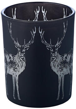Edzard Windlicht Tiu Hirsch-Motiv (Ø10x13 cm) matt-schwarz