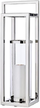 Edzard Windlicht Manhattan mit Griff glänzend vernickelt Innenglas 79 cm