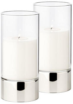 Edzard 2er Set Windlicht Granada Keramik Glas &Oslash;9x20 cm silber