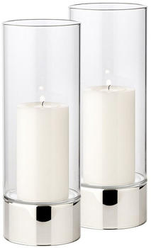 Edzard 2er Set Windlicht Granada Keramik Glas &Oslash;9x25 cm silber