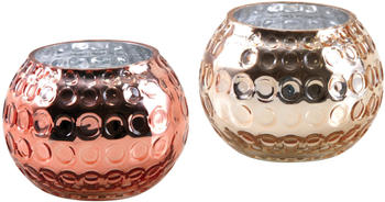 Aubry Gaspard Candle Holder Ball Glass (Set of 2) copper