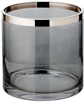 Edzard Windlicht Zeus Ø15x15 cm dunkles Kristallglas mit Platinrand