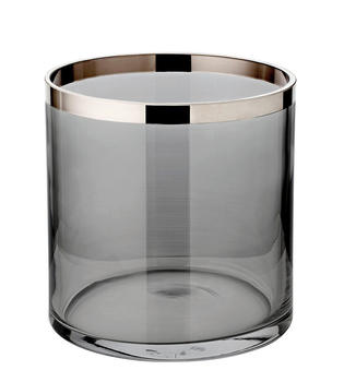 Edzard Windlicht Zeus Ø18x25 cm dunkles Kristallglas mit Platinrand