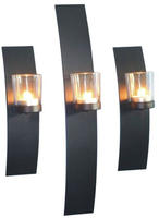 Gravidus Wandkerzenhalter Set 3er Pack - Schwarz Metall Wanddeko mit...