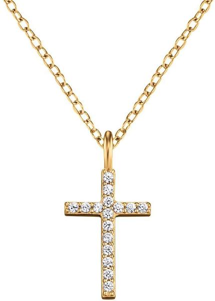 Engelsrufer Angel Whisperer silver with zirconia Cross gold plated Chain with Pendant (ERN-LILCROSS-ZI-G)