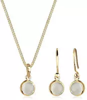 Elli Schmuckset »Mondstein Weiß 925 Sterling Silber vergoldet« Elli Schmuckset »Mondstein Weiß 925 Sterling Silber vergoldet«