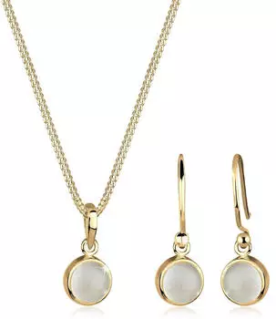 Elli Schmuckset Mondstein Weiß gold