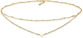 Elli Choker Layer Look Kugelkette Herz 925 Sterling Silber gold (S0104540219)