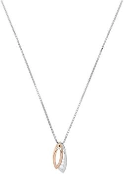Amor Kette mit Anhänger Blätter Bicolor silberfarben-roségoldfarben-weiß mit Zirkonia (2022121)