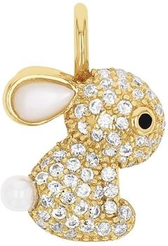 Amor Hase Kettenanhänger mit Katzenauge, Zirkonia, Muschelkernperle und Emaille (2039035)