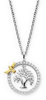 Engelsrufer Lebensbaum mit Vogel Kette Bicolor 925er Sterlingsilber mit Zirkonia (ERN-LILTREE-ZI-BIG)