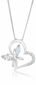 Elli Halskette Herz Schmetterling Anhänger mit Zirkonia Kristallen in 925 Sterling Silber (0107942513_45)