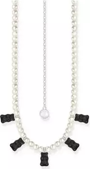 Thomas Sabo Perlenkette mit 5 Goldbären Silber (KE2208-052-11) schwarz