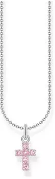 Thomas Sabo Kette mit rosafarbenem Kreuz-Anhänger Silber (KE2226-051-9)