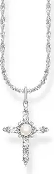 Thomas Sabo Kette mit weißem Kreuzanhänger Cross Romance Silber (KE2296-167-14)