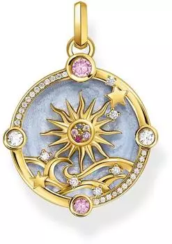 Thomas Sabo Kettenanhänger blau mit Sonne und bunten Steinen vergoldet (PE960-471-1)