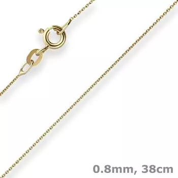 Schmuck Krone Rund-Ankerkette 0,8mm 333 Gelbgold 38cm (500003)