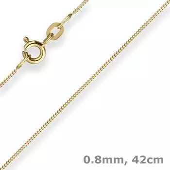 Schmuck Krone Panzerkette 333 Gelbgold 0,8mm 42cm (500082)