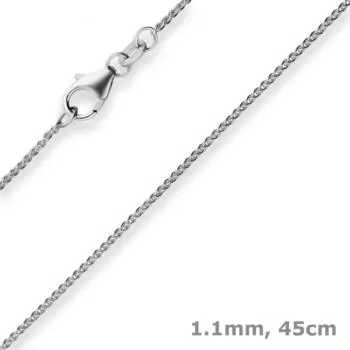 Schmuck Krone Zopfkette 1,1mm 585 Weißgold 45cm (504466)