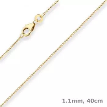 Schmuck Krone Rund-Ankerkette 375 Gelbgold 1,1mm, 40cm (500952)