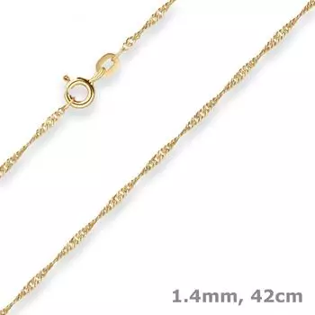 Schmuck Krone Singapurkette 585 Gelbgold 1,4mm, 42cm (502583)