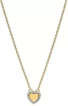 Pandora Gravierbare Herz-Halo-Collier-Kette, vergoldet, Zirkonia (364364C01-45)