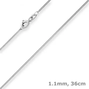 Schmuck Krone Panzerkette 585 Weißgold 1,1mm 36cm (502925)