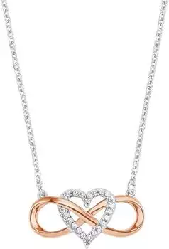 Amor Halskette mit Anhänger "Infinity Unendlichkeitsschleife mit Herz" Silber 925 rosé mit Zirkonia (2022424)