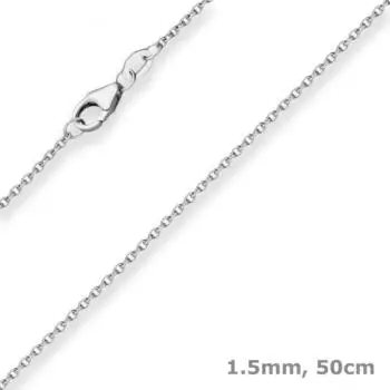 Schmuck Krone Rund-Ankerkette 1,5mm Weißgold 375 50cm (503086)