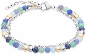 s.Oliver Fußkette Colorful Beads, zweireihig, Edelstahl, silber (6011727.91B0.27)