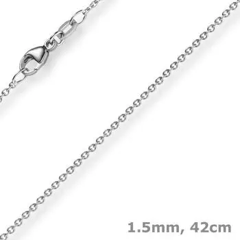 Schmuck Krone Rund-Ankerkette 750 Weißgold 1,5mm, 42cm (33520)