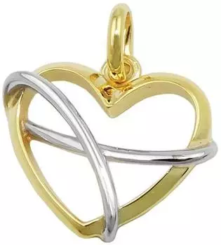 Schmuck Krone Herzanhänger 13x15mm bicolor glänzend 9Kt 375 Gold (2733)