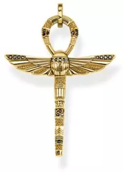 Thomas Sabo Anhänger Ankh mit Skarabäus, 925 Sterlingsilber, 18k Gelbgold vergoldet (PE778-414-39)