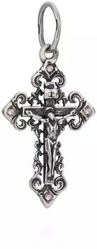 NKlaus Orthodoxes Kruzifix-Kettenanhänger 925 Sterlingsilber Zirkonia rosé