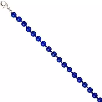 Schmuck Krone Edelsteinkette Lapislazuli blau, 925 Silber, 45cm (20250)