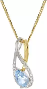 Trendor Damen Gold-Anhänger 333 Bicolor Blautopas mit vergoldeter Kette 45cm (21199-45)