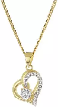 Trendor Herz-Anhänger 333 Gold mit Zirkonia an vergoldeter Silberkette 45cm (21197-45)