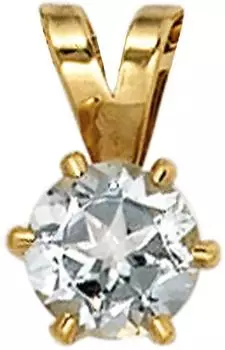Schmuck Krone Kettenanhänger mit Aquamarin hellblau, 585 Gelbgold (16749)