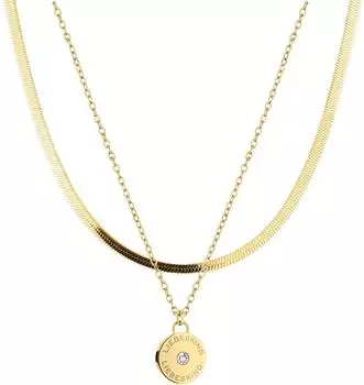 Liebeskind Halsketten-Set mit Zirkonia-Stein, Edelstahl IP Gold, bis 45cm (LS-0977-NN)