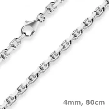 Schmuck Krone Ankerkette diamantiert 925 Silber 4mm, 80cm (507317)