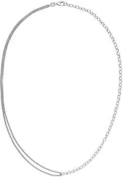 Schmuck Krone Halskette Ankerkette & Erbskette 2-reihig, 925 Silber rhodiniert, 42cm (25273)