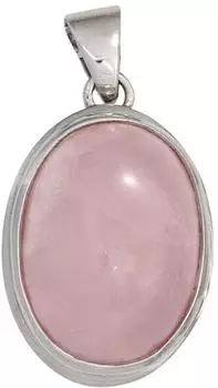 Schmuck Krone Anhänger mit ovalem Rosenquarz, 925 Silber, Damen (18872)