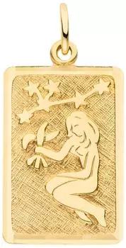 Schmuck Krone Anhänger Sternzeichen Jungfrau, 333 Gelbgold mattiert, rechteckig (25246)
