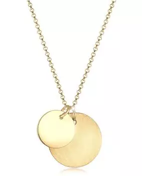 Elli Duo Erbskette Plättchen Kreis gebürstet, 925 Silber, goldfarben