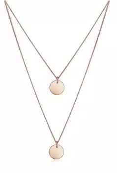 Elli Layer-Halskette Kreis-Pl&auml;ttchen 925 Sterlingsilber rosegold Damen (695107-0)