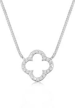 Elli Halskette Kleeblatt Gl&uuml;ck Zirkonia 925er Silber, Damen (87006859-40)