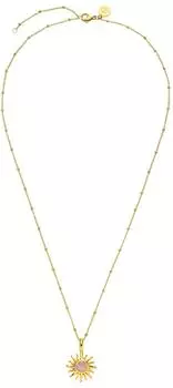 PURELEI Sun Rosenquarz Halskette, Edelstahl, gold, verstellbar 50-55cm