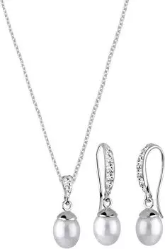 Elli Schmuckset Elegant Perle & Kristalle, Damen, Sterlingsilber (48258108-45)