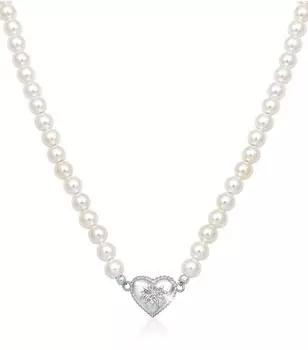Elli Halskette Choker Perle Herz Edelwei&szlig; Damen, 925 Silber (43716332-40)